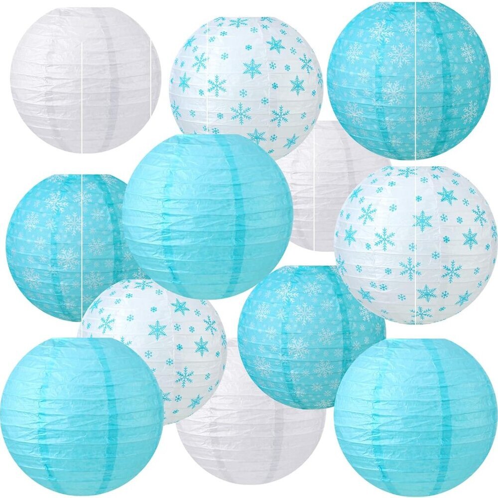 12 Pcs Snowflake Paper Lanterns Party Decorations 8 Inch Hanging Round Hanging P